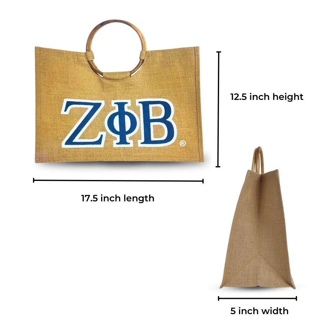 Pre Order Zeta Phi Beta ZPHIB Ring Handle Jute Bag