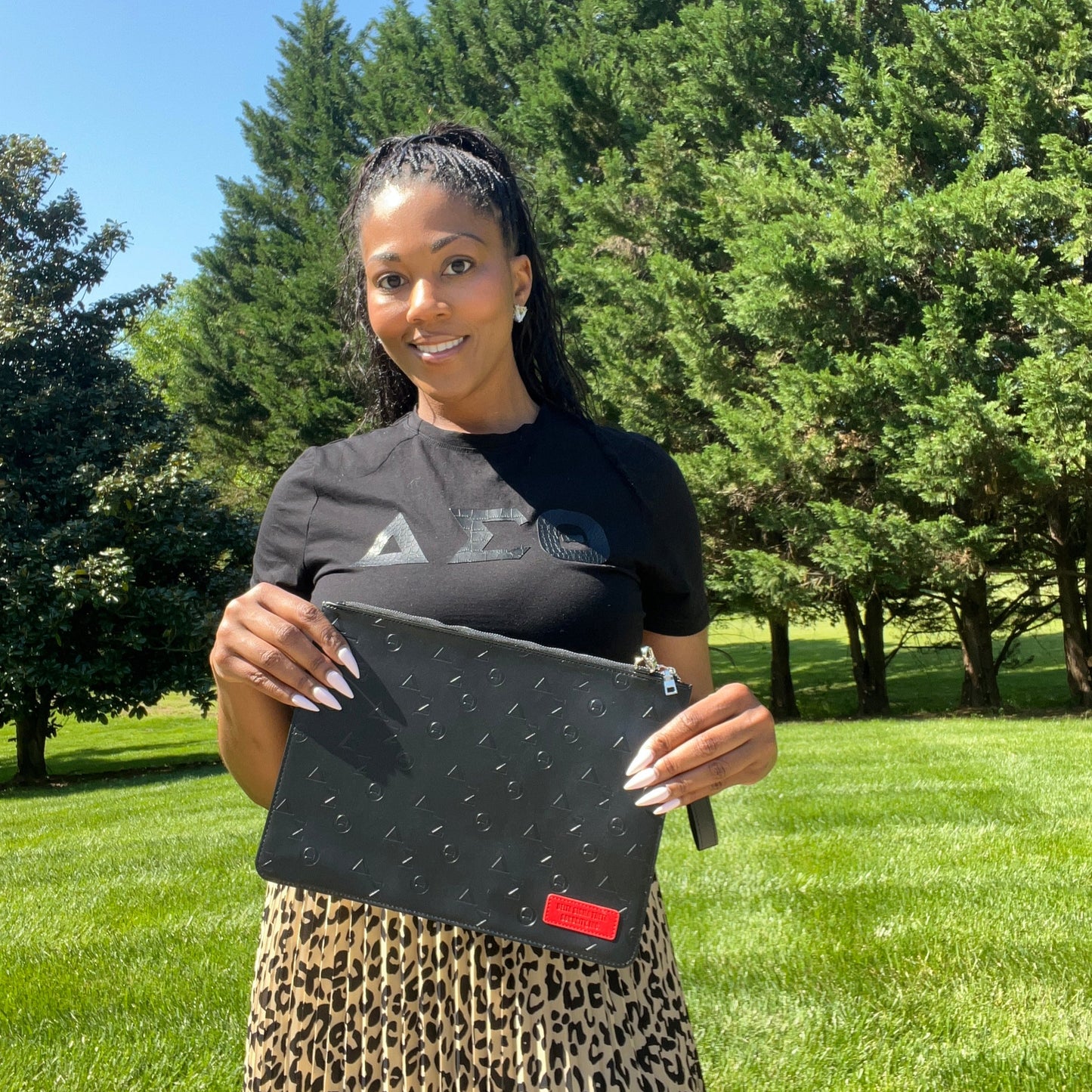 Delta Sigma Theta Black Vegan Leather Wristlet