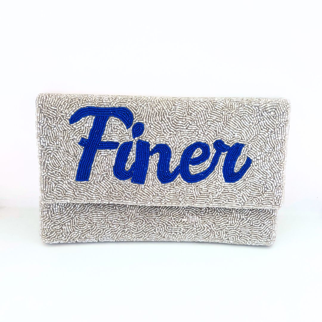 “Finer” Beaded Silver Clutch