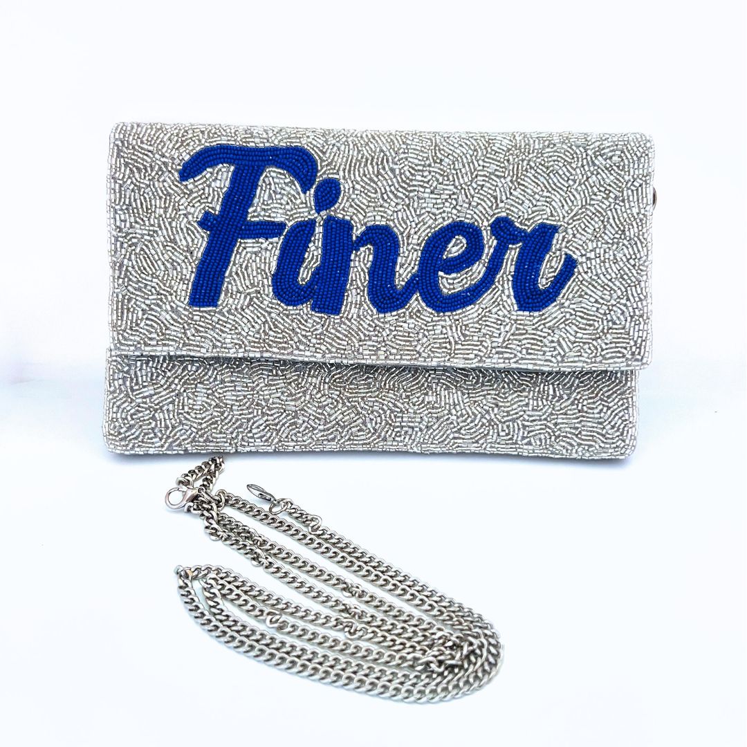 “Finer” Beaded Silver Clutch