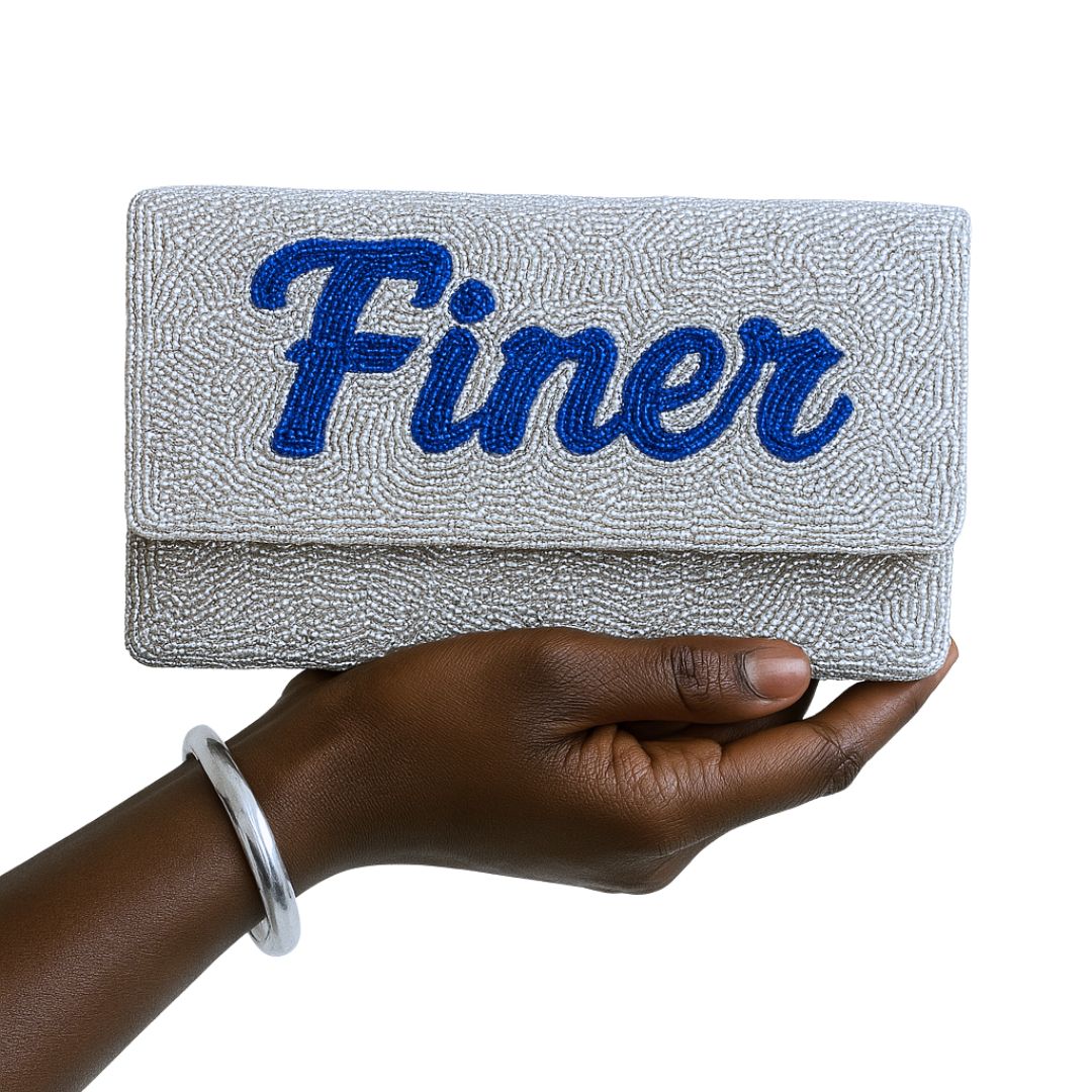 “Finer” Beaded Silver Clutch