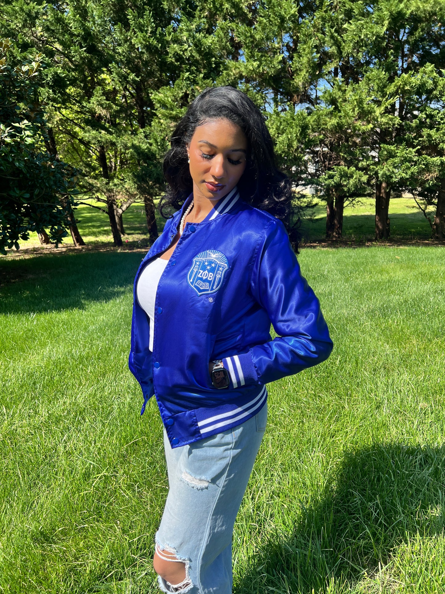 Zeta Phi Beta Satin Bomber Jacket