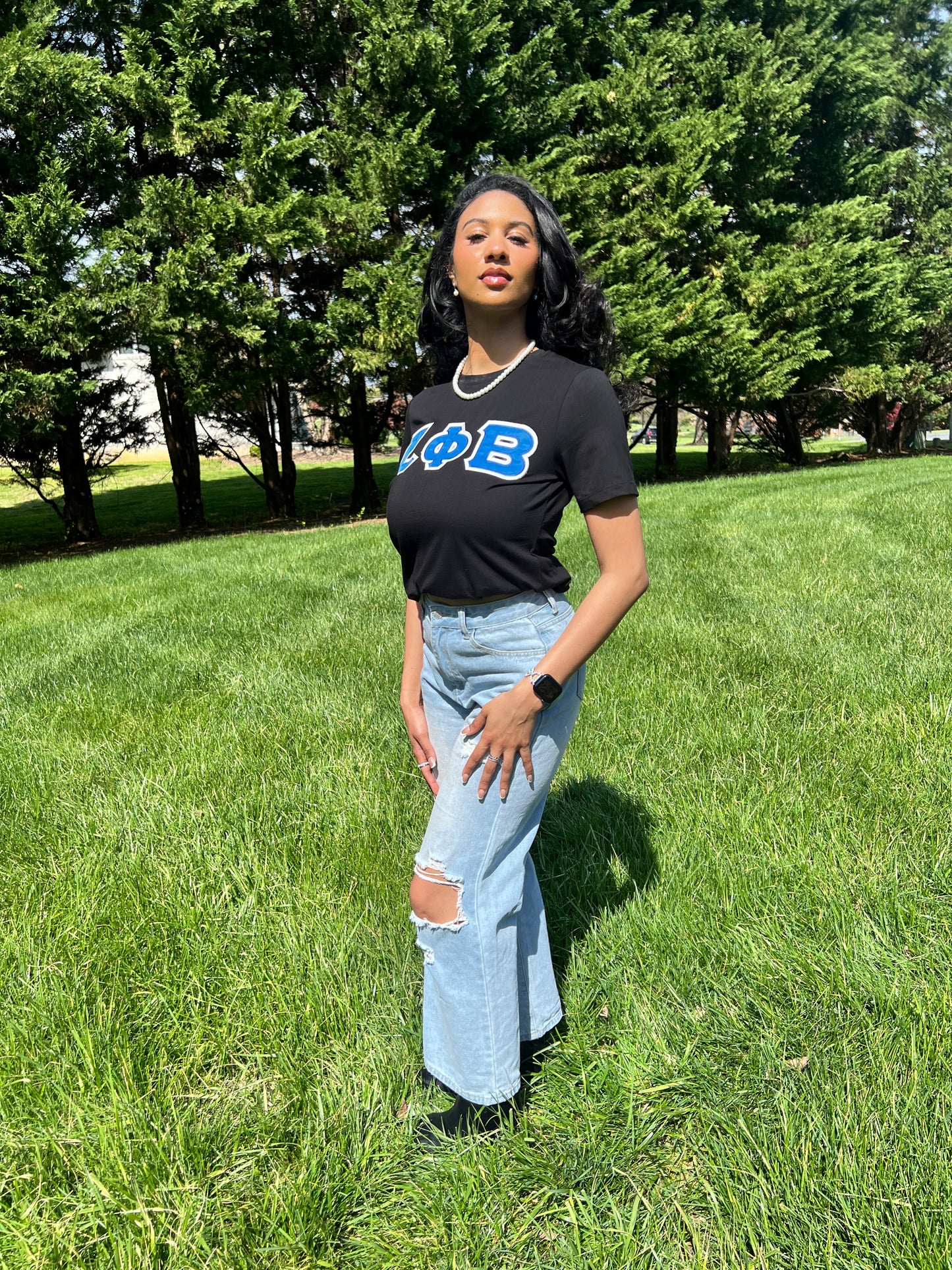 Zeta Phi Beta Greek Letter T-shirt Black (Ladies Cut)