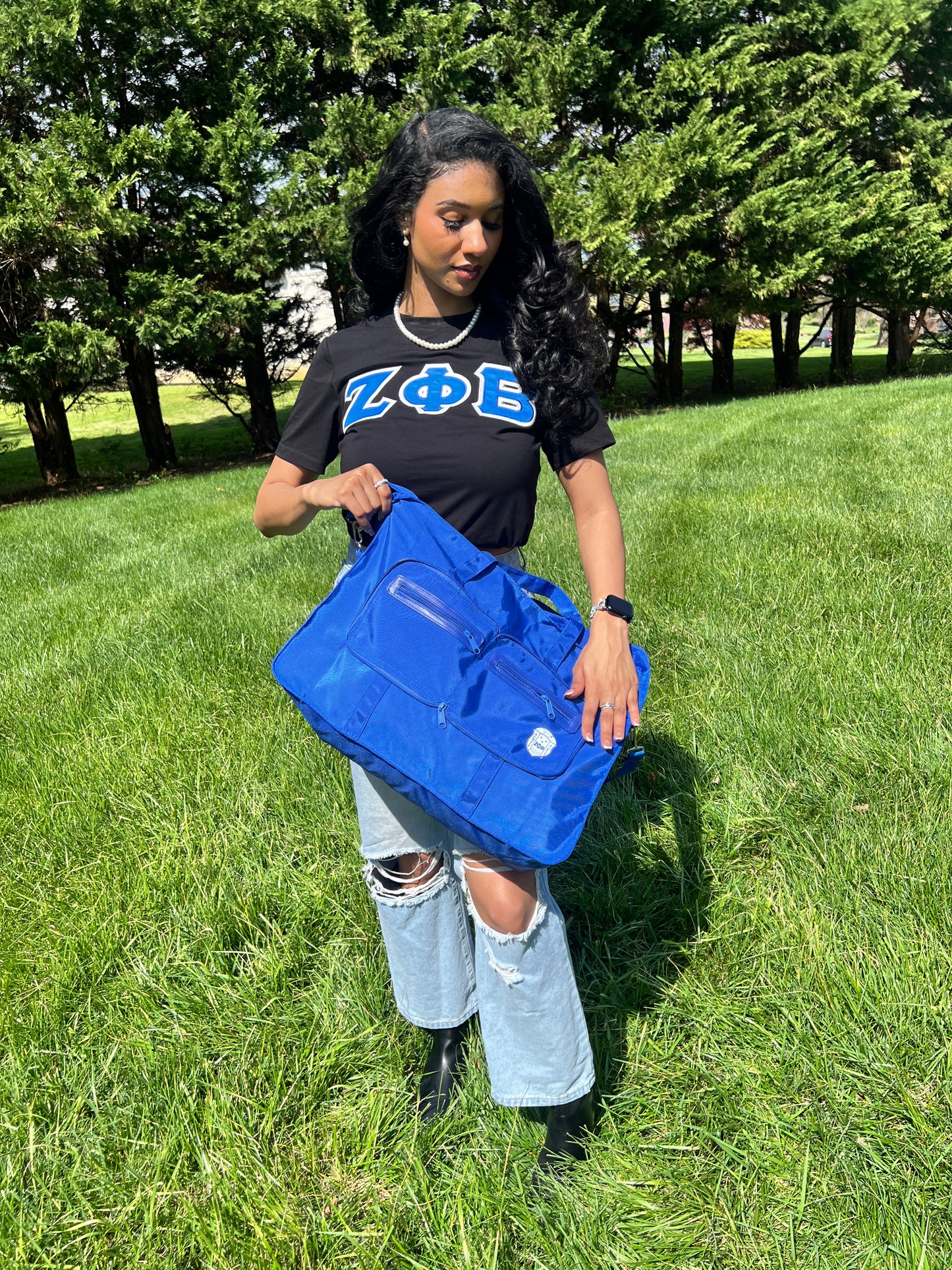 Zeta Phi Beta ZPHIB Greek Letter Foldable Bag