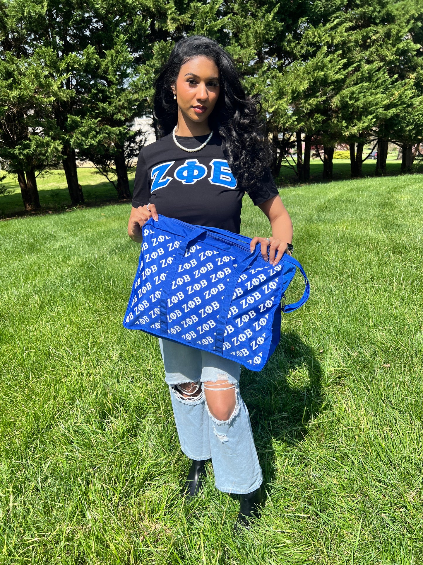 Zeta Phi Beta ZPHIB Greek Letter Foldable Bag