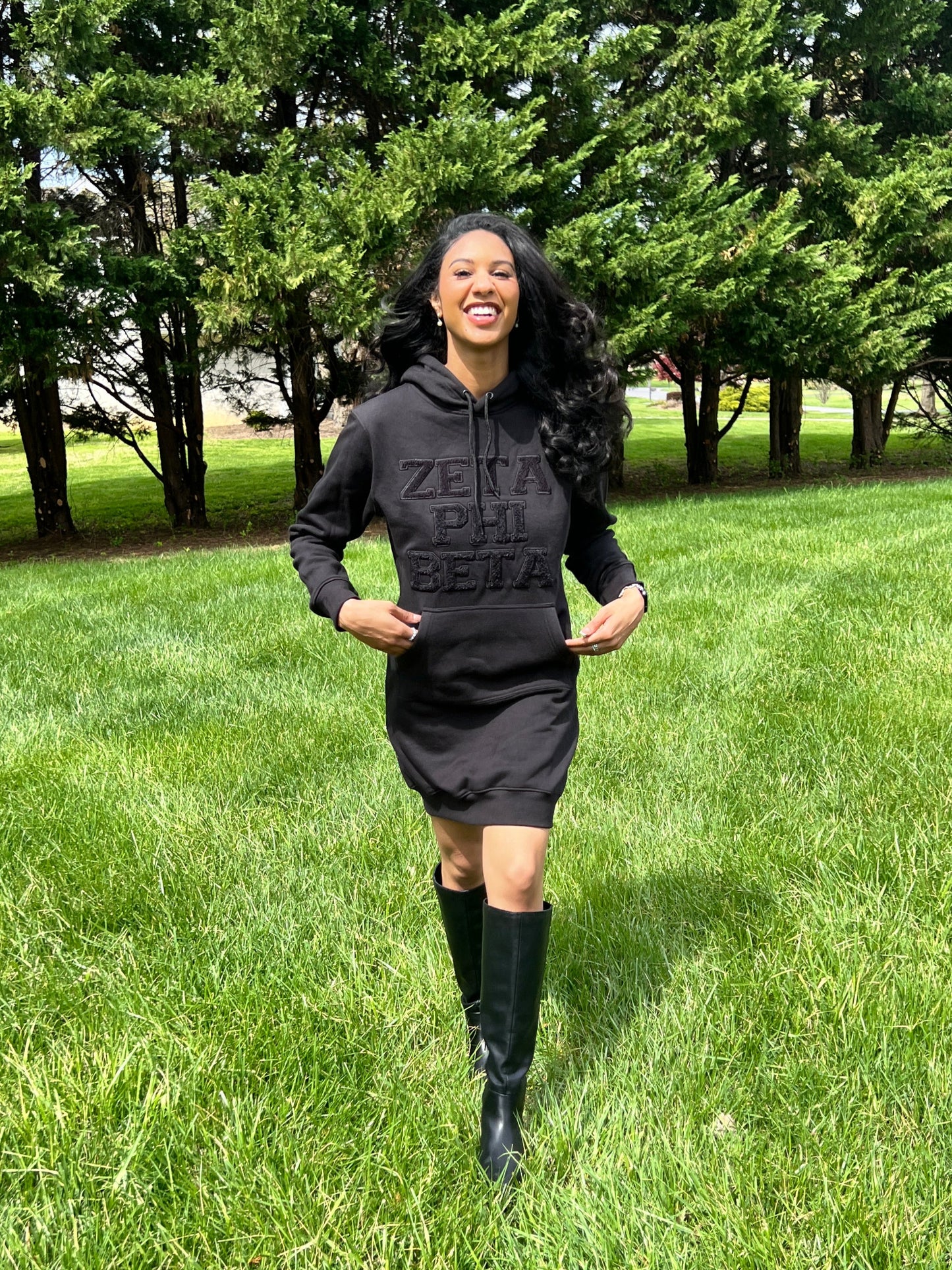 Sweatshirt Dress w/ Zeta Phi Beta Letters in Chenille
