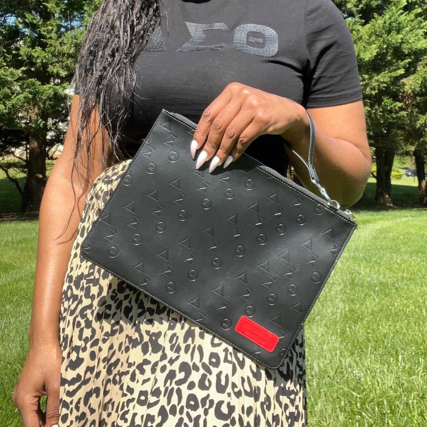 Delta Sigma Theta Black Vegan Leather Wristlet