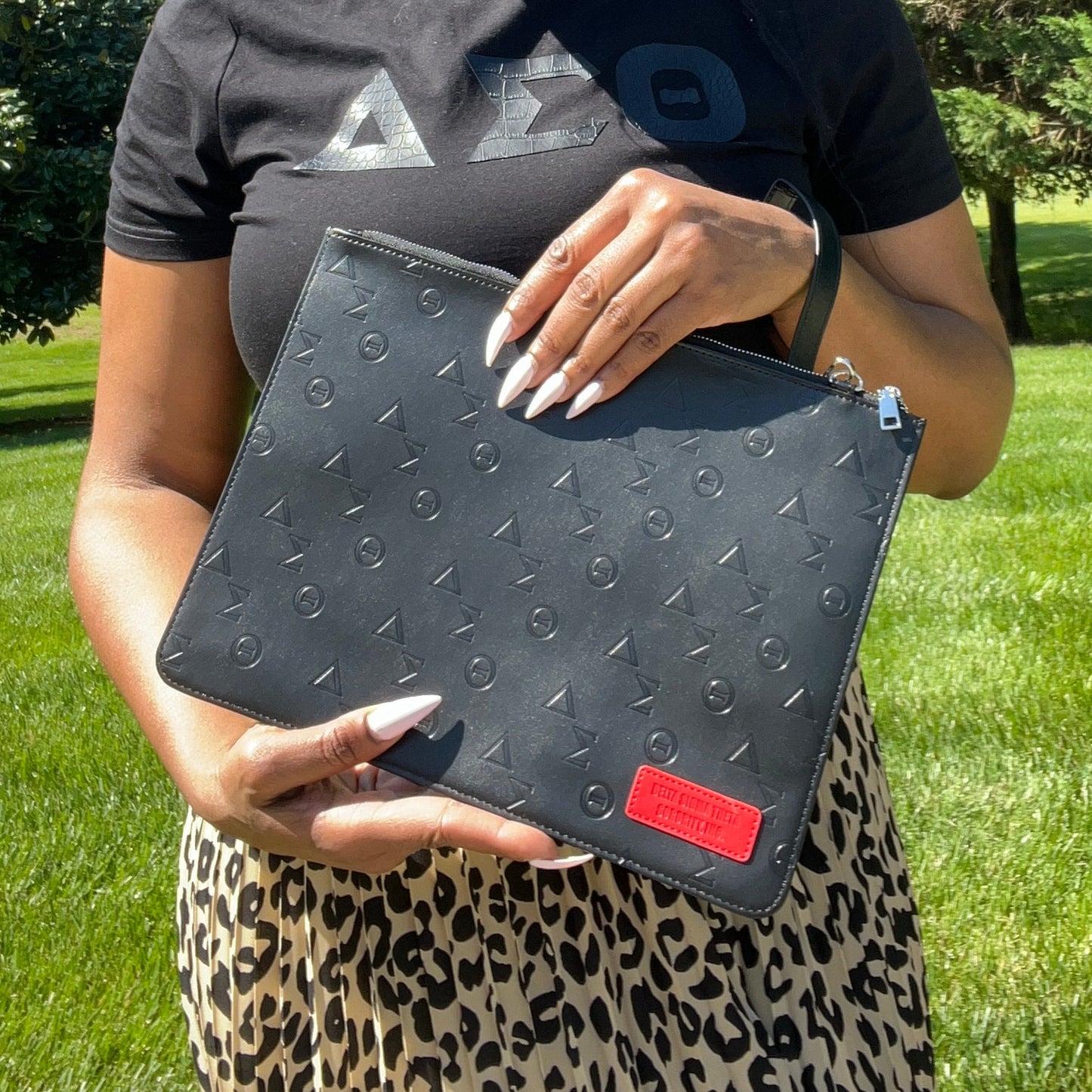 Delta Sigma Theta Black Vegan Leather Wristlet