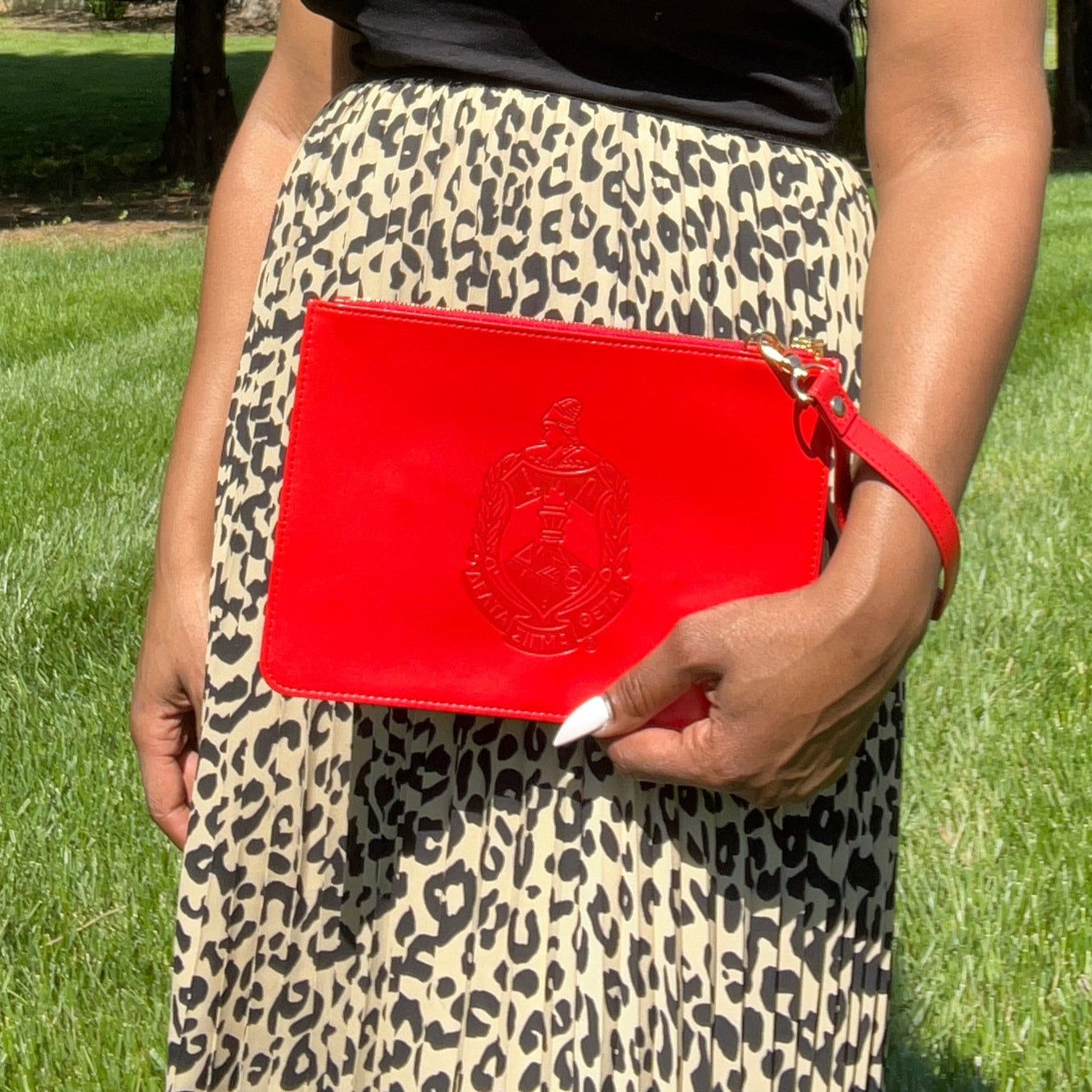 Delta Sigma Theta Red Vegan Leather Wristlet