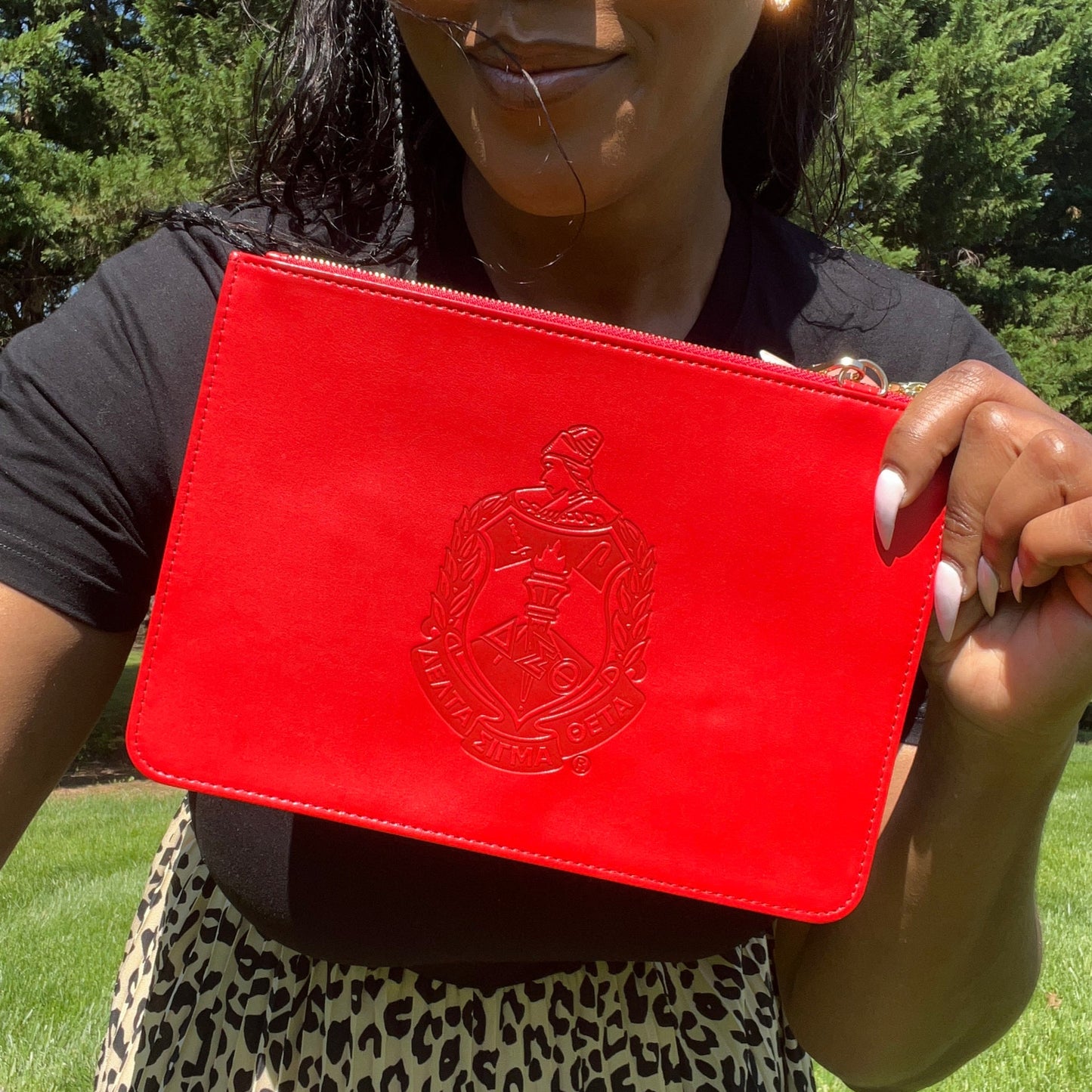 Delta Sigma Theta Red Vegan Leather Wristlet