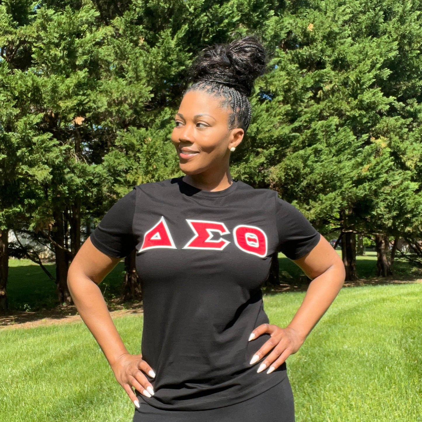 Ladies Cut Delta Sigma Theta Greek Letter T-shirt (Black/Red)
