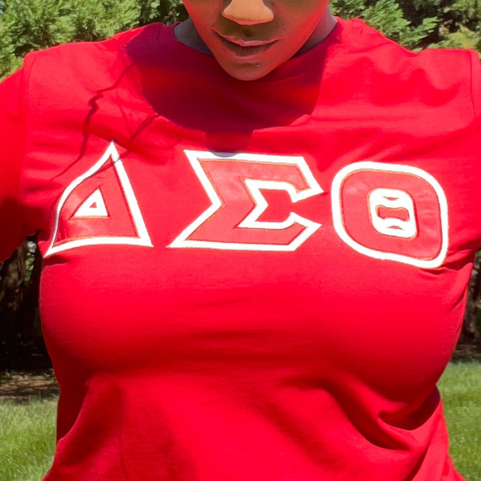 Ladies Cut Delta Sigma Theta Greek Letter T-shirt (Black/Red)