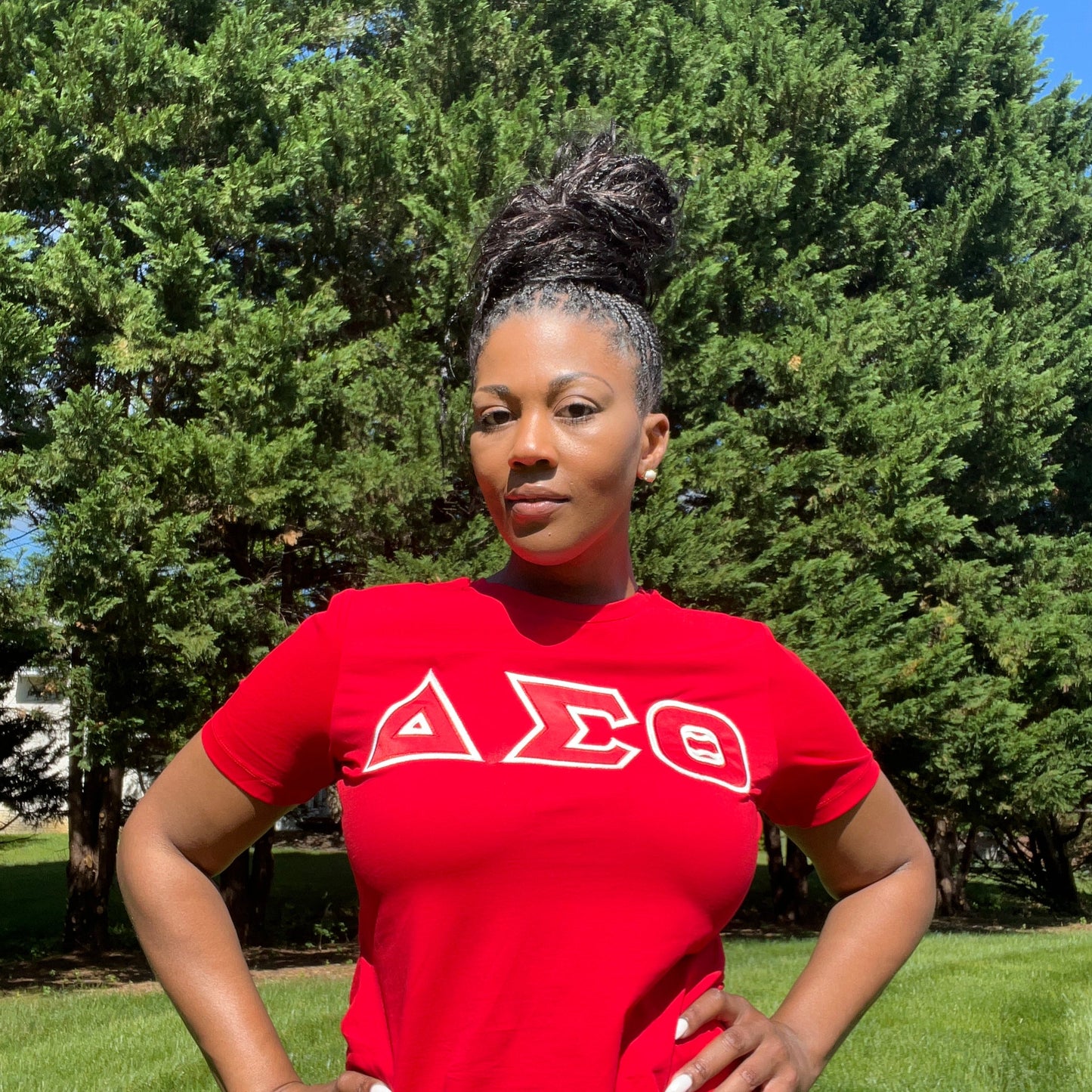 Ladies Cut Delta Sigma Theta Greek Letter T-shirt (Black/Red)