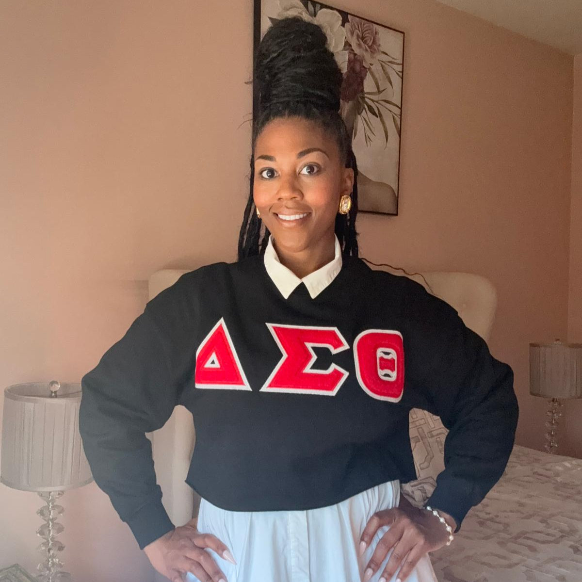 Black Crop DST Greek Letter Sweatshirt