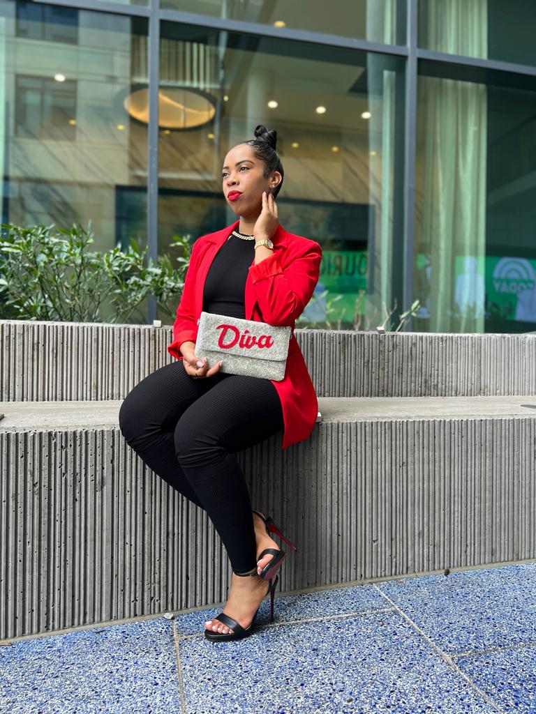 “Diva” Beaded Silver Clutch