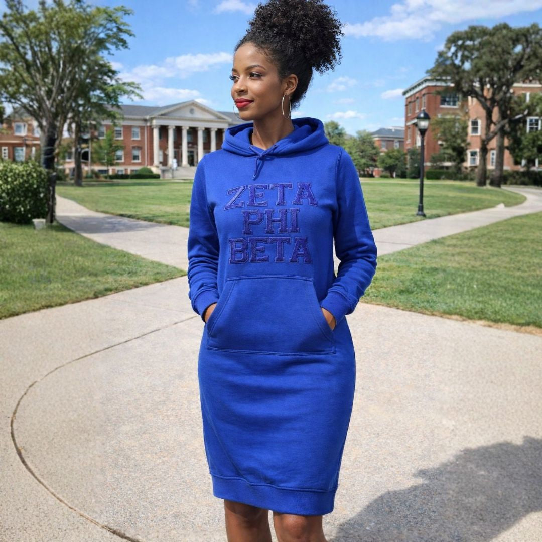 Blue Sweatshirt Dress w/ Zeta Phi Beta in Chenille XS