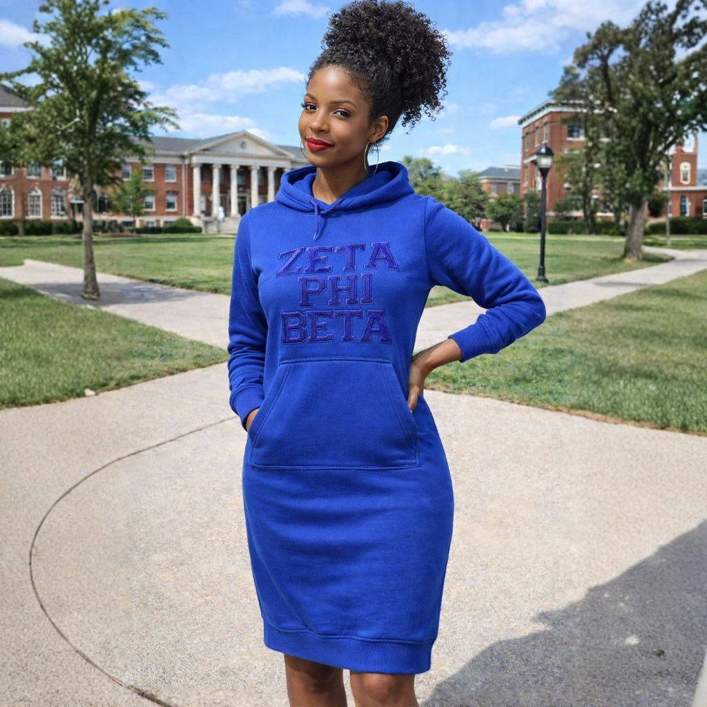 Blue Sweatshirt Dress w/ Zeta Phi Beta in Chenille