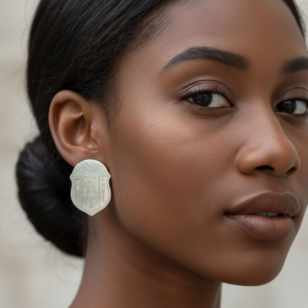 Non-Tarnish Comfort Clip-On Zeta Phi Beta Shield Earrings