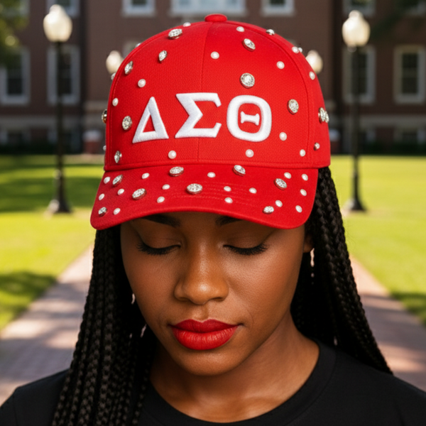 Delta Sigma Theta Baseball‎ Cap White with Red Rhinestones & White Pearls Kimberly Freeman (@okellastyle) • Instagram photos and videos main image 4