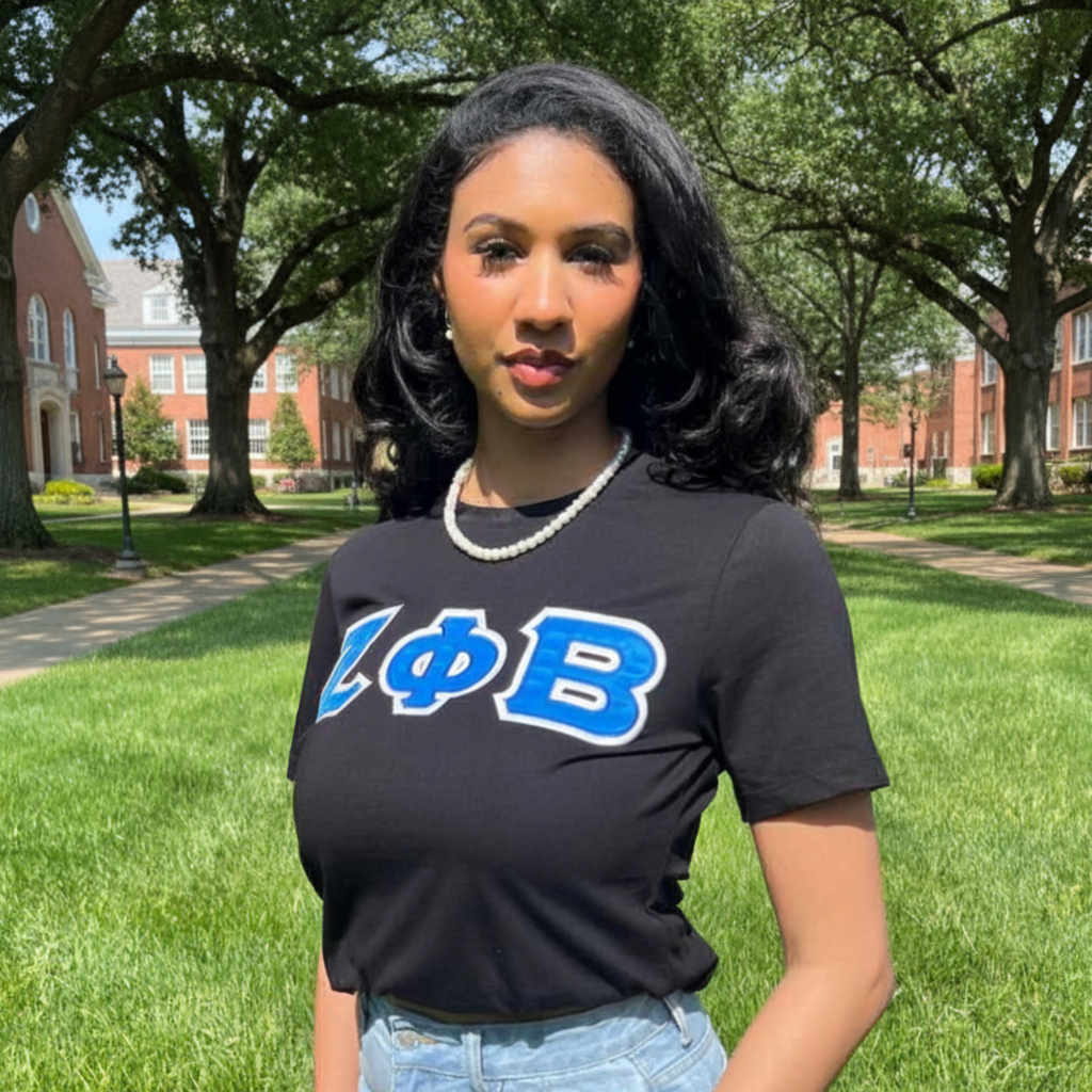 Zeta Phi Beta Greek Letter T-shirt Black (Ladies Cut)