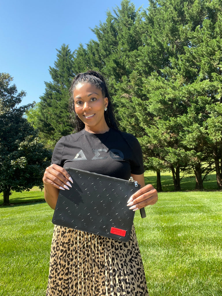 Delta Sigma Theta Black Vegan Leather Wristlet