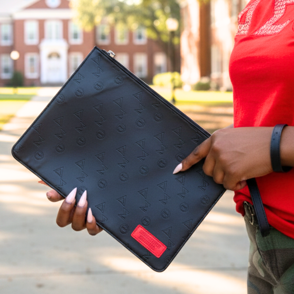 Delta Sigma Theta Black Vegan Leather Wristlet