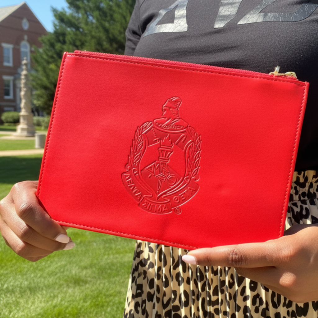 Delta Sigma Theta Red Vegan Leather Wristlet
