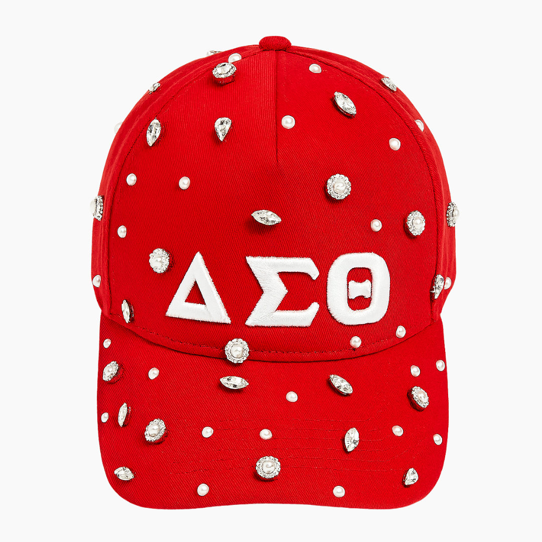 Delta Math Hat (Pre Order) Delta Sigma Theta Red Bling Hat