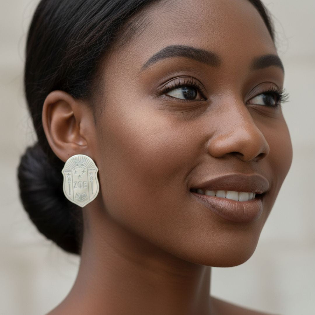 Non-Tarnish Comfort Clip-On Zeta Phi Beta Shield Earrings