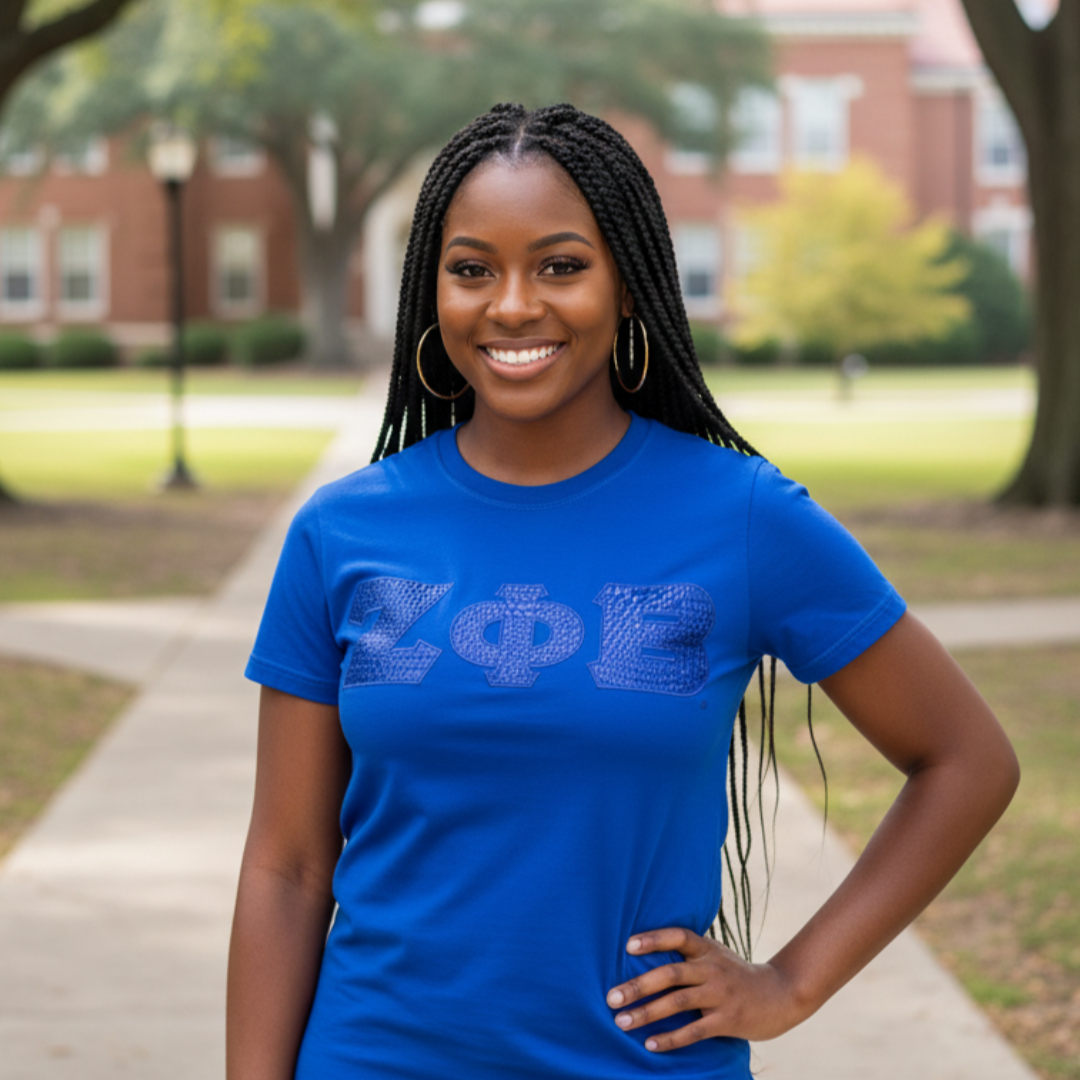 (Pre Order) Zeta Phi Beta Blue on Blue Crocodile Greek Letters Shirt