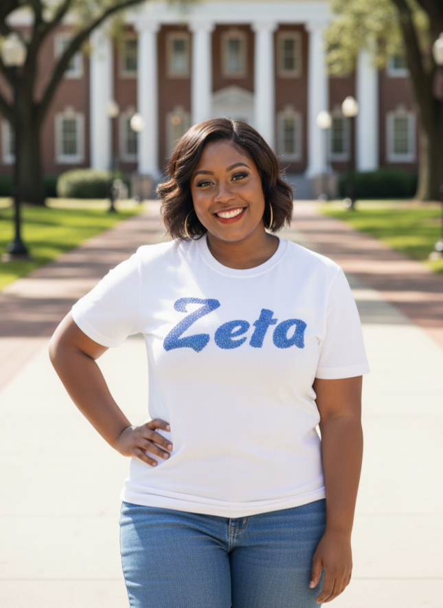 White 'Zeta' Blue Diamond Top