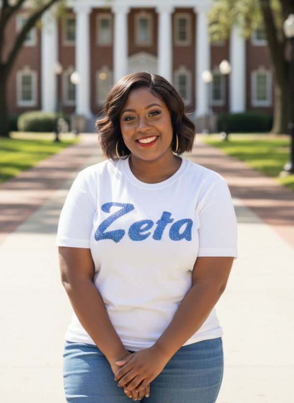 White 'Zeta' Blue Diamond Top