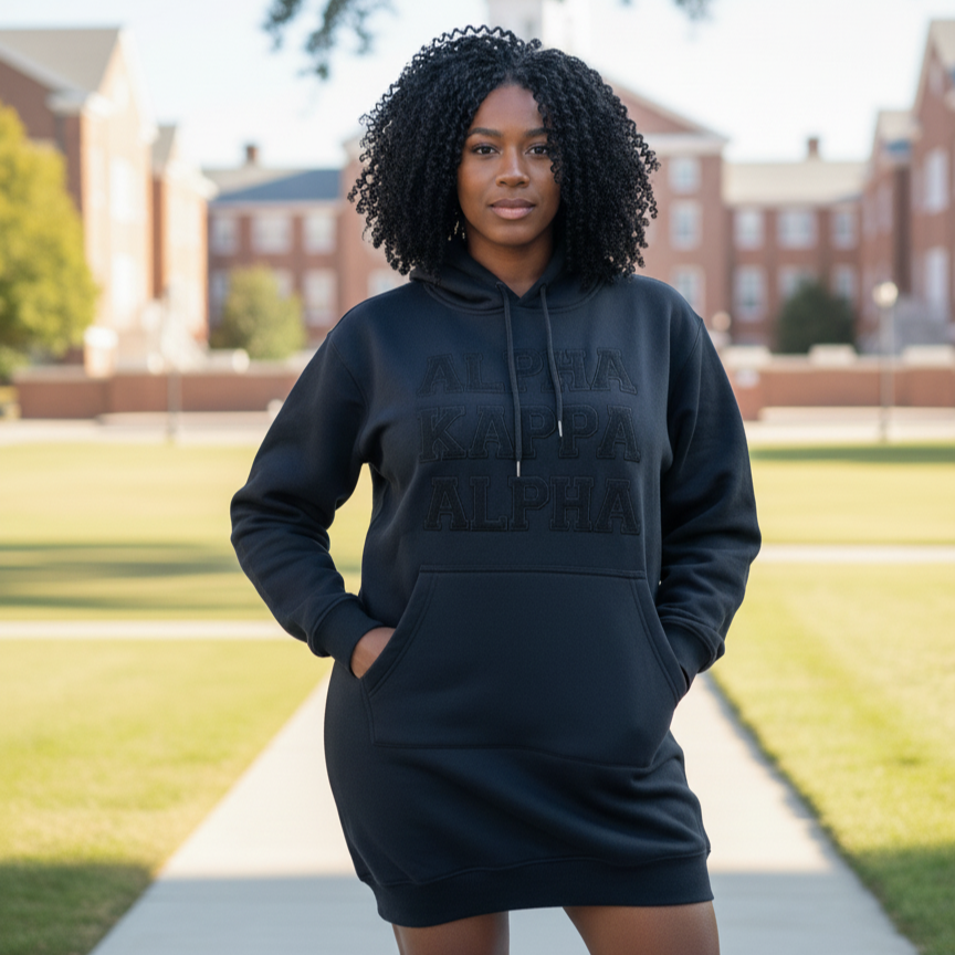 Sweatshirt Dress w/ Alpha Kappa Alpha Letters in Chenille