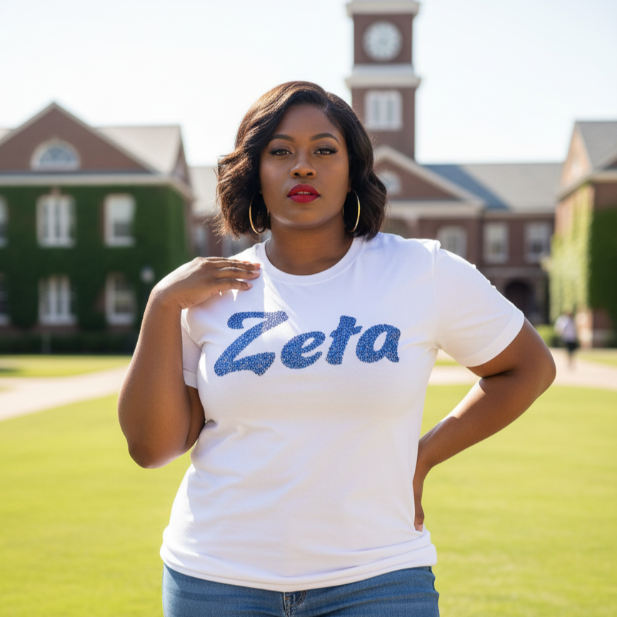 White 'Zeta' Blue Diamond Top