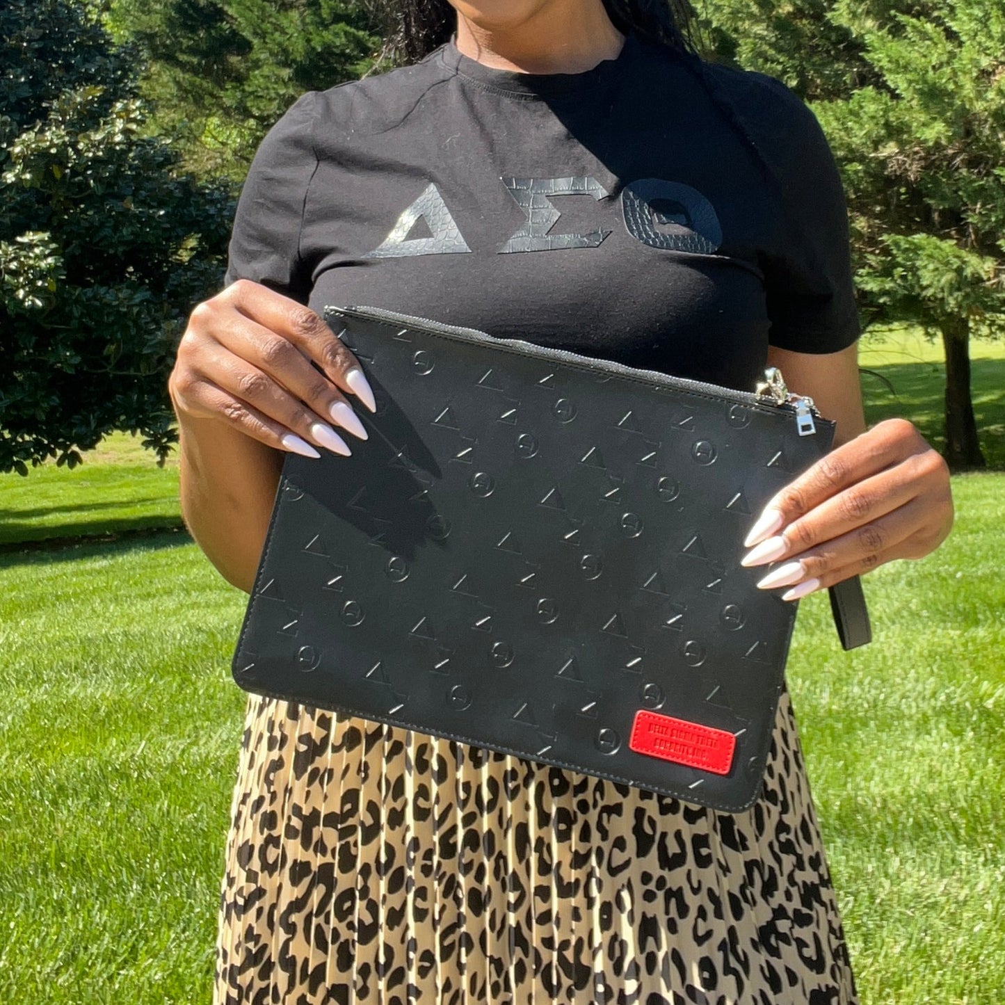 Delta Sigma Theta Black Vegan Leather Wristlet