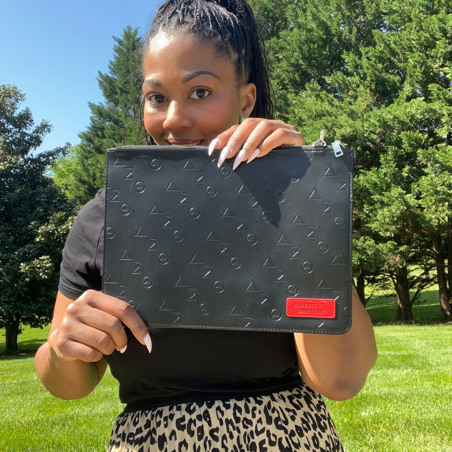 Delta Sigma Theta Black Vegan Leather Wristlet