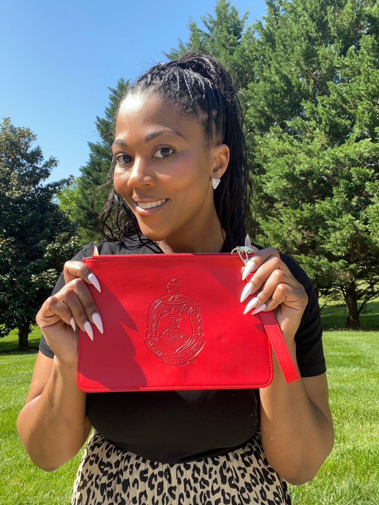 Delta Sigma Theta Red Vegan Leather Wristlet