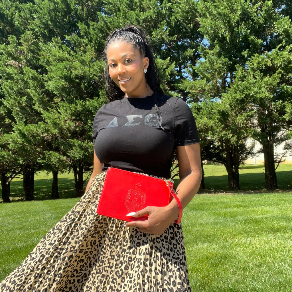 Delta Sigma Theta Red Vegan Leather Wristlet
