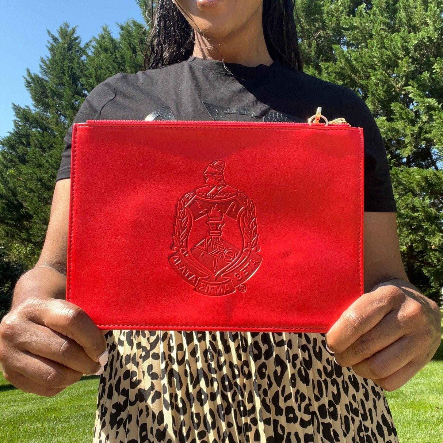 Delta Sigma Theta Red Vegan Leather Wristlet