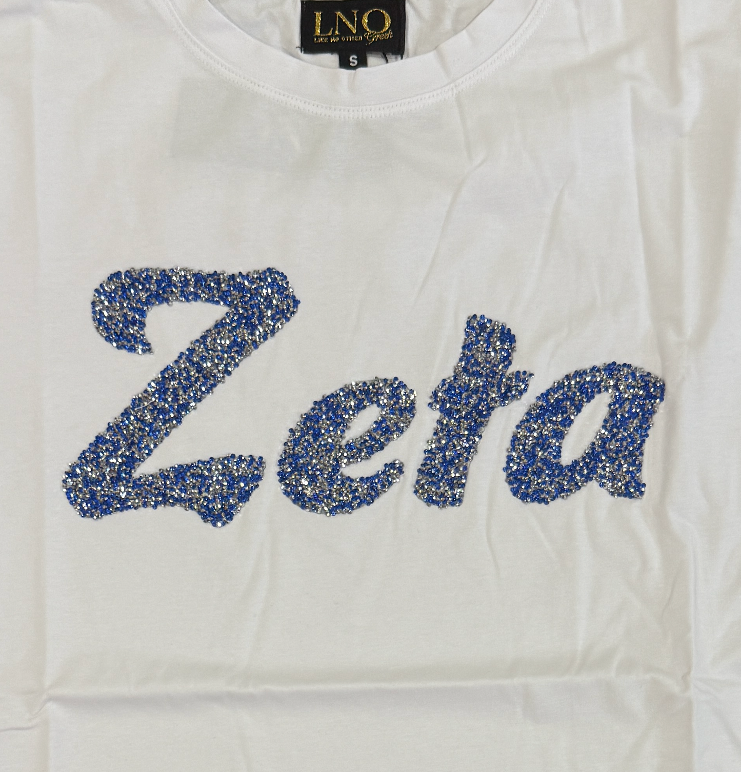 White 'Zeta' Blue Diamond Top